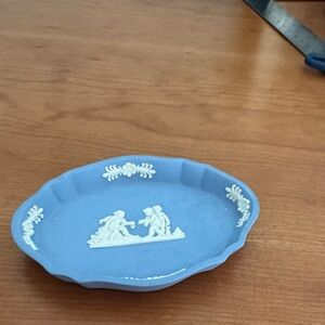 Vintage Wedgwood Small Blue Oval Jewelry or Trinket Dish